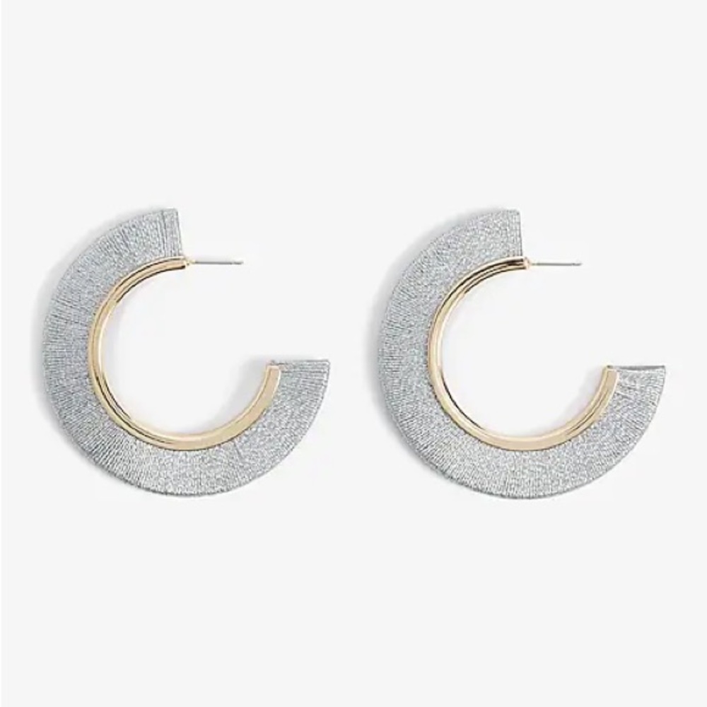NWT Express Metallic Wrapped Post‎ Back Hoop Earrings